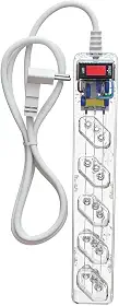 Filtro de Linha Energia 5 com Proteção contra Surtos Elétricos(DPS) LCF 5 Tomadas, 3 Pinos, 10 Amperes para PC, Notebook, Roteador, Monitor, Impressora, PS5, Alexa e etc, Bivolt, Cabo de 1m