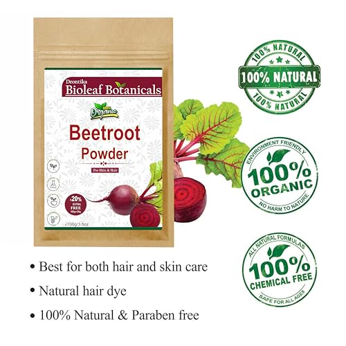 Image of Drontika Bioleaf Botanicals 100% Pure Beetroot Powder 100gm for Face | Lips | Hair | Glowing & Shiny Skin Face Pack 100gm.