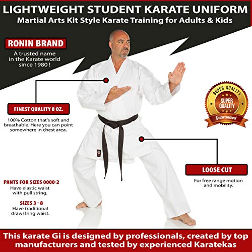 Ronin Brand LK-5 Ronin Karate Gi - Lightweight Student Karate Uniform - Professional Quality Made Kimono - Advanced 100% Cotton Martial Arts Kit thumb #1
