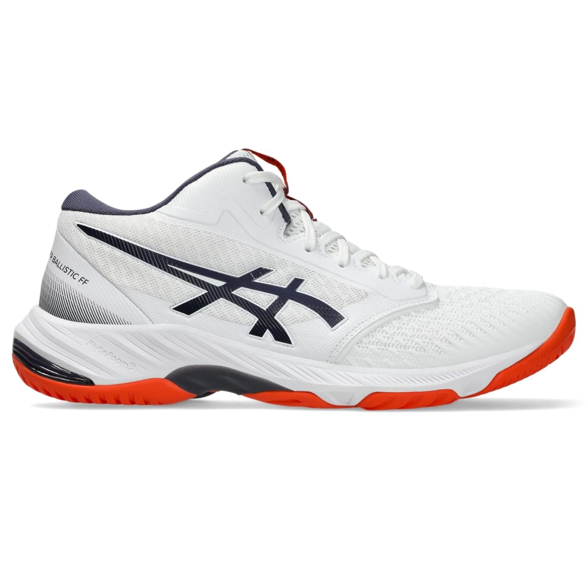 Asics Men's Netburner Ballistic FlyteFoam Mid Top 3 Volleyball Shoes, 15, White/Indigo Fog