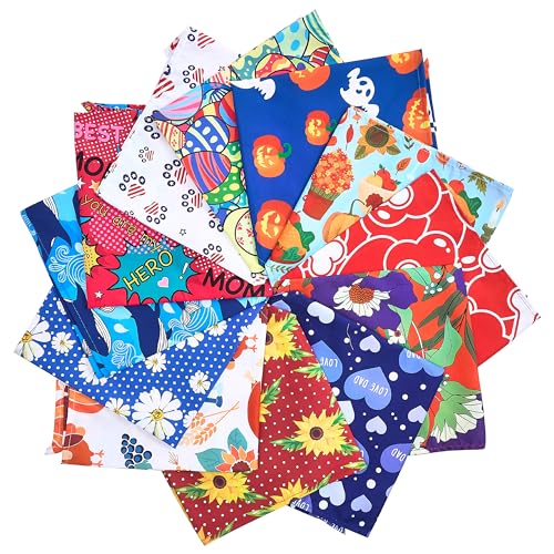 50PCS/Pack Big Holiday Dog Bandanas Bulk for Large XL XXL Cats Grooming Costume Kerchief Triangle Bibs Head Stitching Hemming Selvedge Sewing Scarves Scarfs All Seasonal Holiday Birthday Party - Image 6