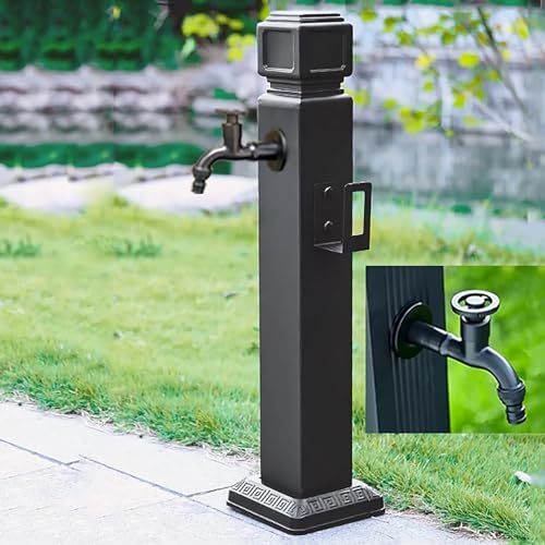 Columna de grifo para exteriores con pistola de pulverización de 100 cm y gancho de manguera, sistema de riego vertical de jardín, hidrante de espiga duradero resistente a las heladas para uso en