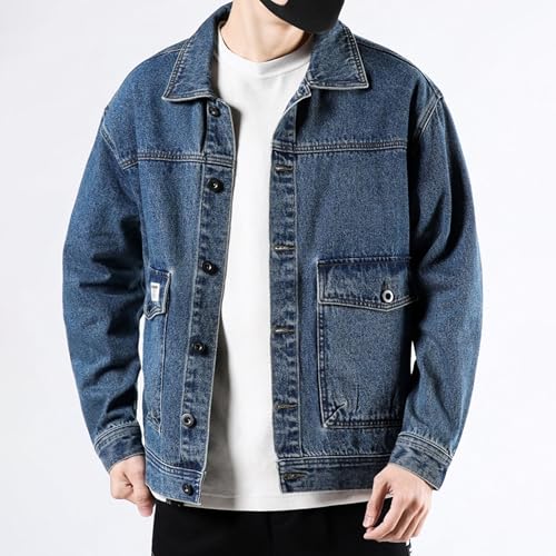 Maiyifu-GJ Men's Distressed Denim Jacket Cotton Casual Slim Fit Trucker Jean Jackets Spring Fall Lightweight Motorcycle Coats2