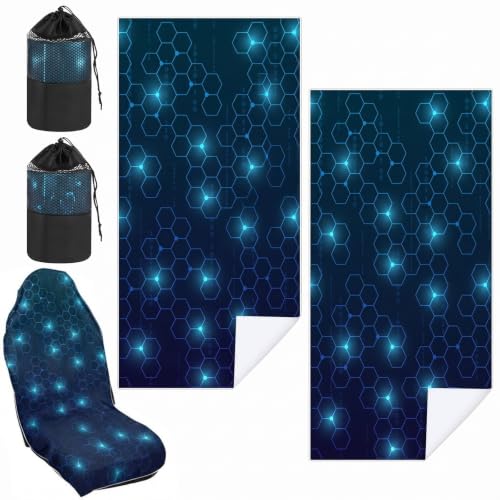 Image of Hahafelt 2 Pack Car Seat Towel Cover with Storage Bag, Hexagonal