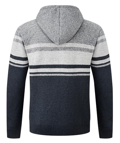 Image of LLdress Mens Knit Cardigan Sweaters Sherpa Lined Full Zip Hoodie With Pockets