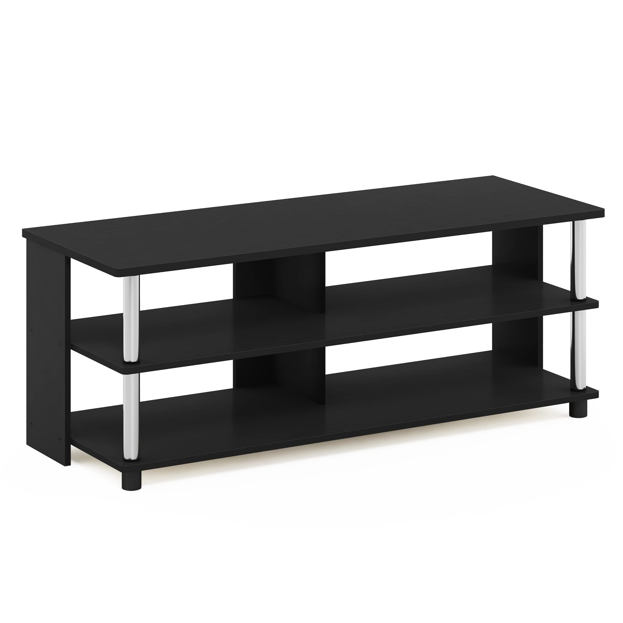 Furinno Sully Soporte 3 Niveles para TV, Madera de ingeniería, Americano/Acero Inoxidable