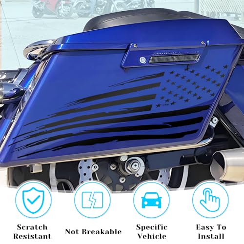 Image of Fits 1993-2013 Davidson American Flag Saddle Bag Side Decals Exterior SaddleBag Vinyl Cover Accessories Black