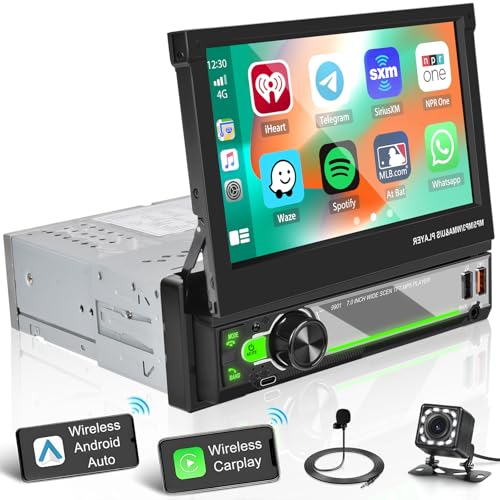 Radio de Coche 1 DIN Carplay Pantalla Retráctil 7''