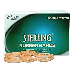 Alliance Rubber 24325 Sterling Rubber Bands Size #32, 1 lb Box Contains Approx. 950 Bands (3″ x 1/8″, Natural Crepe) Beige