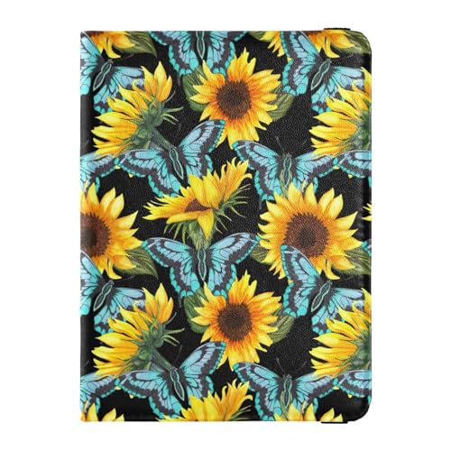 Custodia per passaporto per donne e uomini per da viaggio con blocco RFID girasole con farfalla Girasole con Farfalla Taglia unica Casual