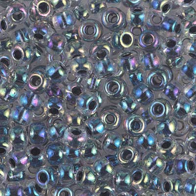 Variegated BLU Lined Crystl AB Miyuki Seed Beads APPX 20GM Tube 6/0 Round
