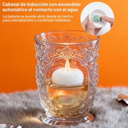 Miniatura 7 de Hengbird 6 Velas Led Flotantes, Velas De Té De 5,5 Cm, Resistentes Al Agua, Funciona Con Pilas, Sin Llama, Velas Flotantes Para Centro De Boda, Baño, Piscina, Fuente