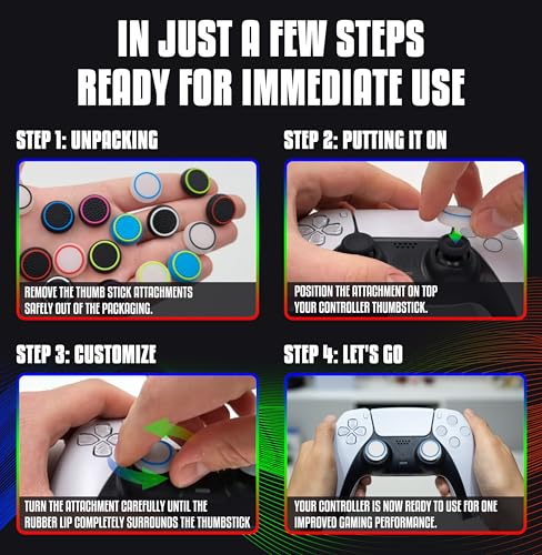Image of MatoSan 12 Thumbstick Grip Caps - Universal Silicone Controller Covers - Enhanced Grip, Precision & Protection - Anti-Slip Joystick Accessories for All Modern Game Controllers