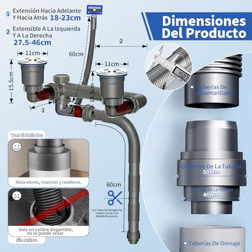 Céspol doble para fregadero 5 Imagen adicional
