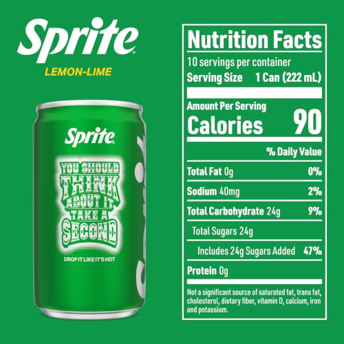 Image of Sprite Lemon-Lime Caffeine Free Soda Soft Drink Fridge Pack Mini Cans, 7.5 fl oz, 10 Pack