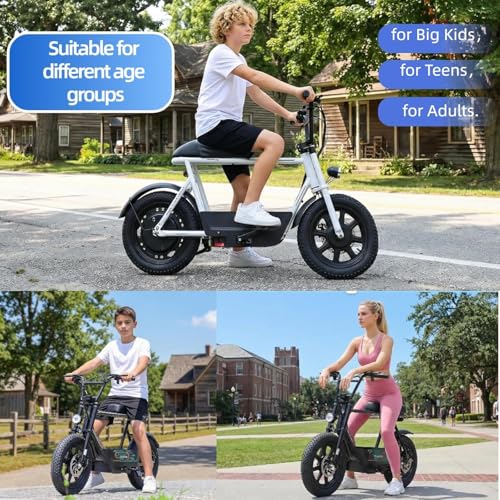 Image of Caroma Peak 1200W Electric Scooter with Seat, 16 inch Fat Tire Electric Dirt Bike, Max 30Miles Ranges, Top Speed 20Mph, Electric Motorcycle Mini Bike with Basket for Pets & Cargo, UL 2272 Certified