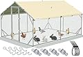 Quictent 12x9x6.6ft Metal Chicken Coop Run with Side Hardware Cloth, Elite Series Large Walk-in Outdoor Poultry Cage Heavy Duty Predator Proof Hen Duck Rabbit Farm Pen House, Waterproof Anti-UV Cover