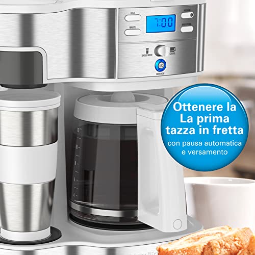 Hamilton Beach - Cafetera con doble sistema de preparación, con taza de viaje, hasta 12 tazas de café, cafetera de… - Imagen 7