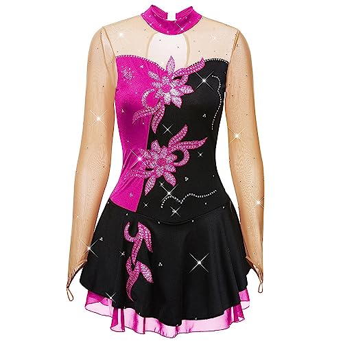 JRUIA Fashion Figure Skating Competition Dress for Women Professional Ice Dance Skirt Girls Rhythmic Gymnastics Leotard,B,XXXL