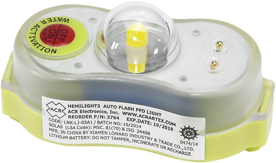 acr Boating HemiLight 3 Automatic Survivor Locator Light, Yellow, 1