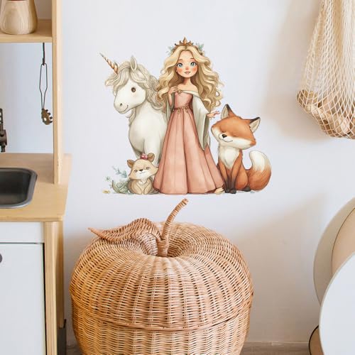 Vinilo decorativo Princesa y Animales del Bosque 21.6 x 18.1 pulg miniatura 5