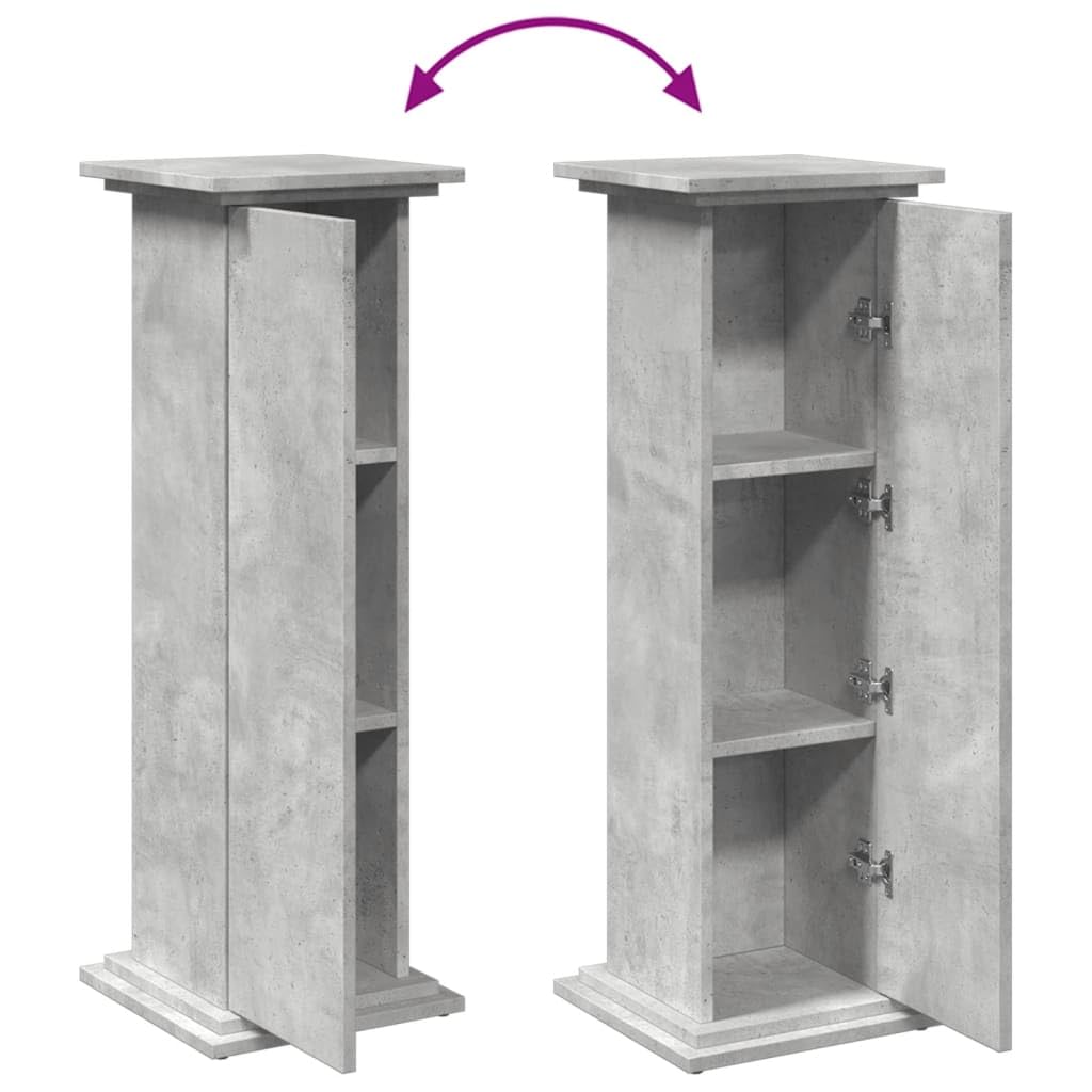 vidaXL Piédestal avec rangement gris béton 31x30x90 cm bois ingénierie