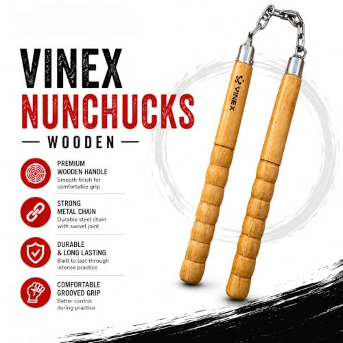 Image of Vinex Wooden Nunchaku 10 Inch with 9 Inch Metal Chain