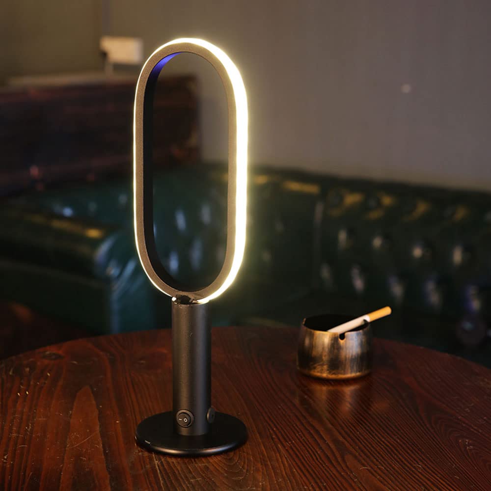 Accesorios de lámpara de mesa Lámpara de escritorio de metal en forma de O LED Protección para los ojos Barras recargables Lámpara de escritorio inalámbrica portátil negra