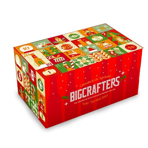 Estrella Galicia - Bigcrafters, Calendario de Adviento Navidad 2023, Incluye 24 Variedades de Cerveza Especialmente Seleccionadas y 1 Copa Atlántica de Regalo, Edición Limitada, Ideal para Regalar