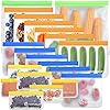 SERVEUP 20 Pack Reusable Food Storage Bags– Resealable Freezer Food Bags– Leak Proof Ziplock Airtight Container for Lunch, Snacks, Fruits and Vegetables– Thick BPA Free Eco Friendly Pouches