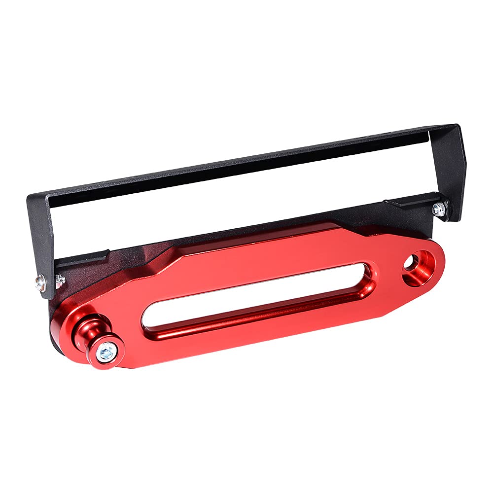 Combo Black Red Flip-Up License Plate Holder + 1X Winch Rope 15000lbs Hawse Fairlead + 1X Steel Hook Stand for Snow Plow Trailer 4X4 UTV ATV SUV 10