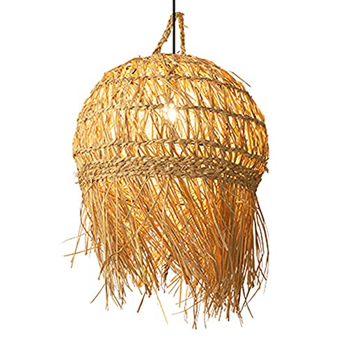 Lustre rotin plafond suspension tropicale luminaire salon et couloir