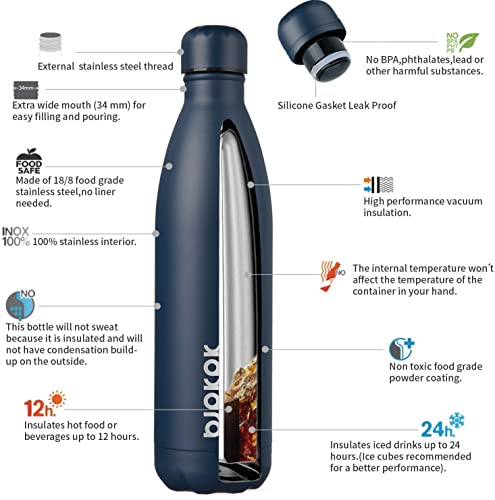 Image of BJPKPK 25 oz Insulated Water Bottle, Stainless Steel Flask, Leak Proof