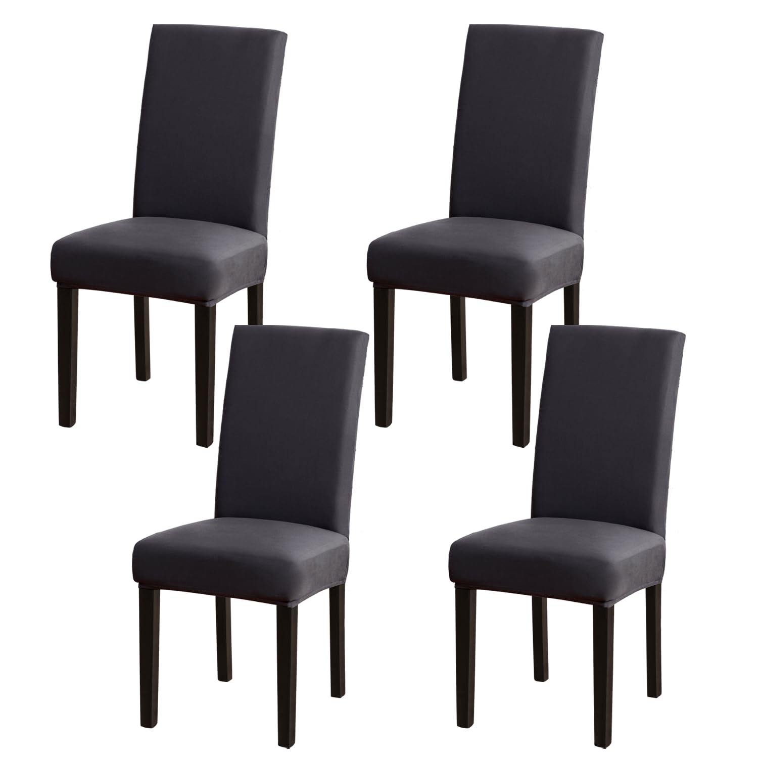 mafudoxi Stuhlhussen 4er Set, Stretch Abnehmbare Waschbar Stuhlbezug, Stretch Stuhlhusse mit Gummiband, für Hotel, Bankett, Restaurant, Haus, Party, Hochzeit(Anthrazit, 4Stück)