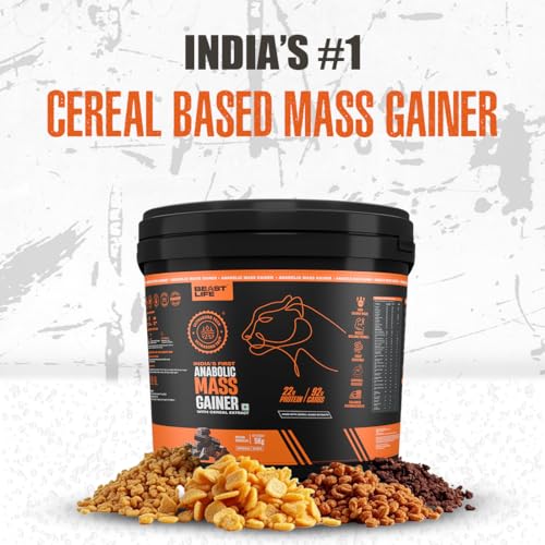 Image of BeastLife High Protein Mass /Weight Gainer | 5 KG | Belgian Chocolate | NABL LAB Tested | For Muscle Gain & Fast Growth | Cereal-Based Formula, No Maltodextrin | India's #1 Cereal Based Bulk Gainer