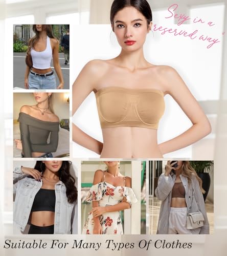 Women‘s Underwire Strapless Multiway Bra Bandeau Seamless Supportive Bras Non Padded Top4