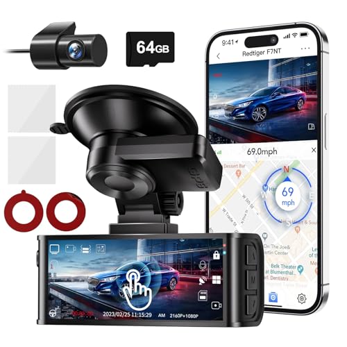 REDTIGER F7N Touch Dash Cam with Adhesive Pads