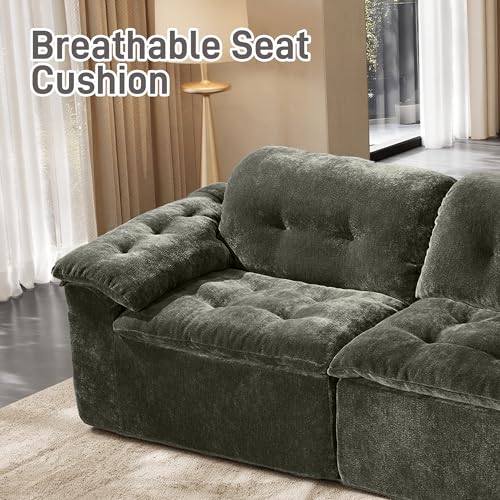 Image of Oversized Modular Sectional Sofa, Large Modern Cloud Sectional Couch with Seat Cushion, Boneless 3 Seater Couch for Living Room, Apartments, No Assembly Required, Green