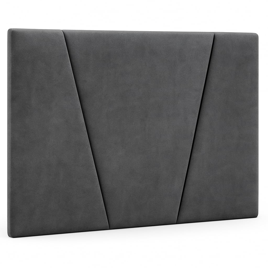 DecorQUALITY Cabecero Cama Malaga Moderno y Funcional Cabezal tapizado Acolchado con Tejido Anti Manchas fácil Limpieza también Disponible en Polipiel, Resistente y Duradero Gris Marengo 150 * 70Cm