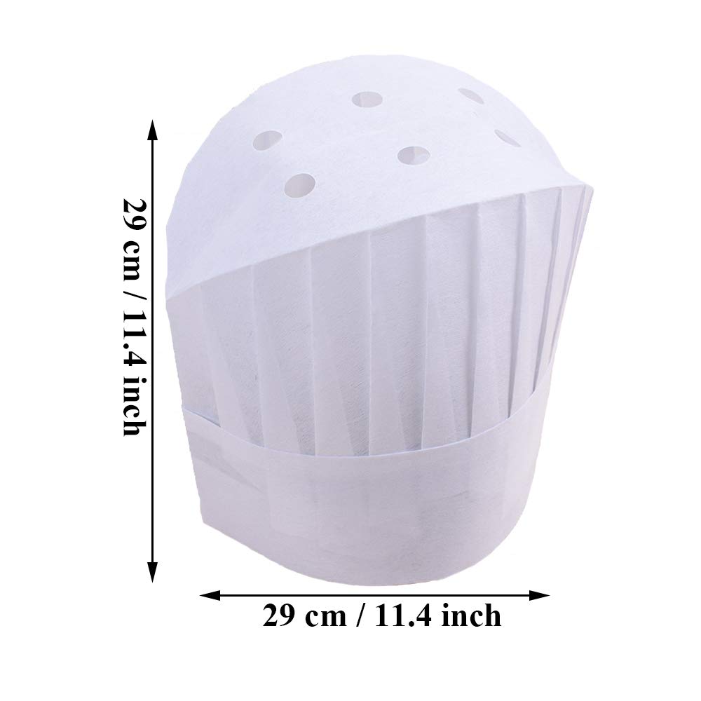 20 sztuk jednorazowych czapek szefa kuchni, regulowana czapka do gotowania, kuchnia gotowanie czapka szefa kuchni, włóknina regulowana 30,5 cm wysokości czapka szefa kuchni do kuchni, domu, restauracji, cateringu, gotowania na przyjęcie (biała)
