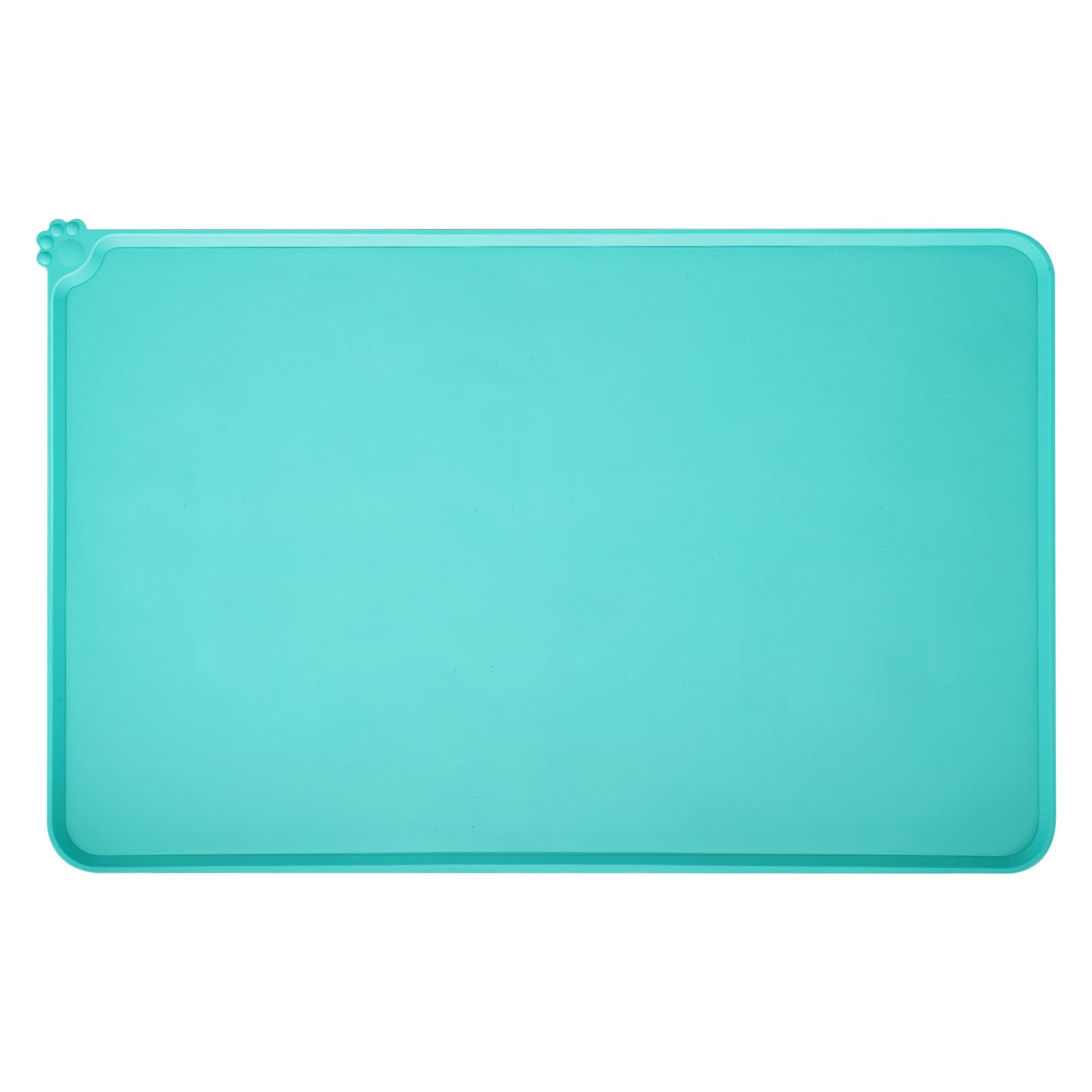 54X34CM Waterproof Dog Feeding Mat with Raised Edge, Silicone Pet Food Mat for Dogs and Cats, Non-Slip Spill-Proof Pet Bowl Mat, Floor Protection Feeding Tray (Green)
