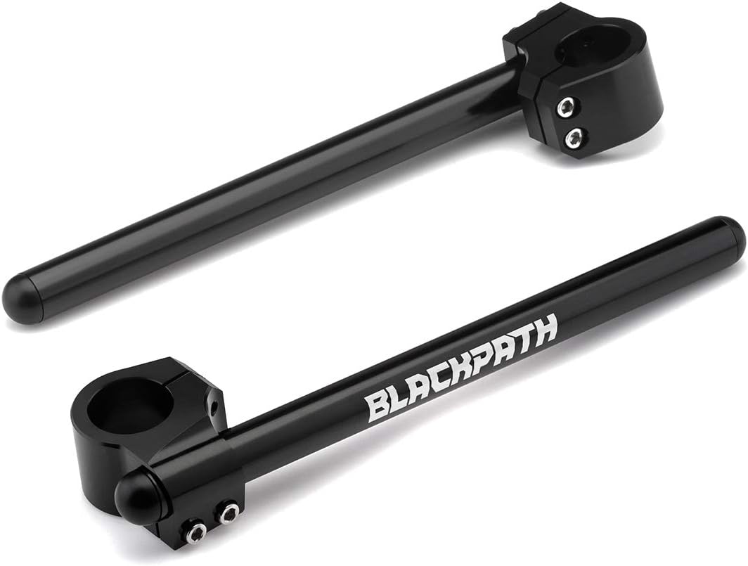 BlackPath - Universal Fitment 7/8" Clip On Handlebars for 33mm Fork Tubes Motorcycle Fixed Handle Bar Clipons (Black) T6 Billet