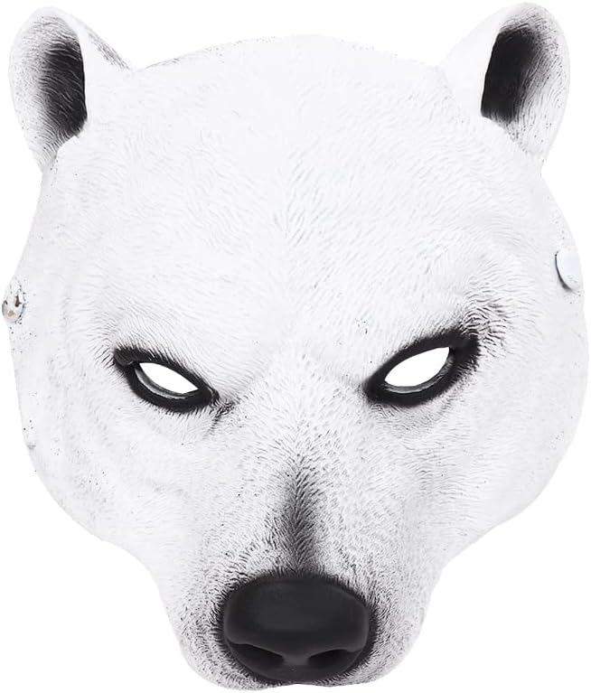 LUOZZY Polar Bear Mask Halloween Cosplay Costume for Adults Decoration Props PU Fancy Dress Novelty Full Head Masks