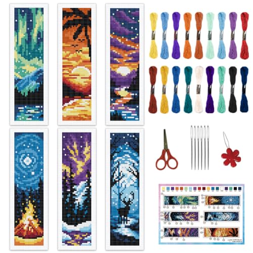 INFUNLY Kreuzstich-Lesezeichen-Set für Anfänger, 21,6 x 9,5 cm,...