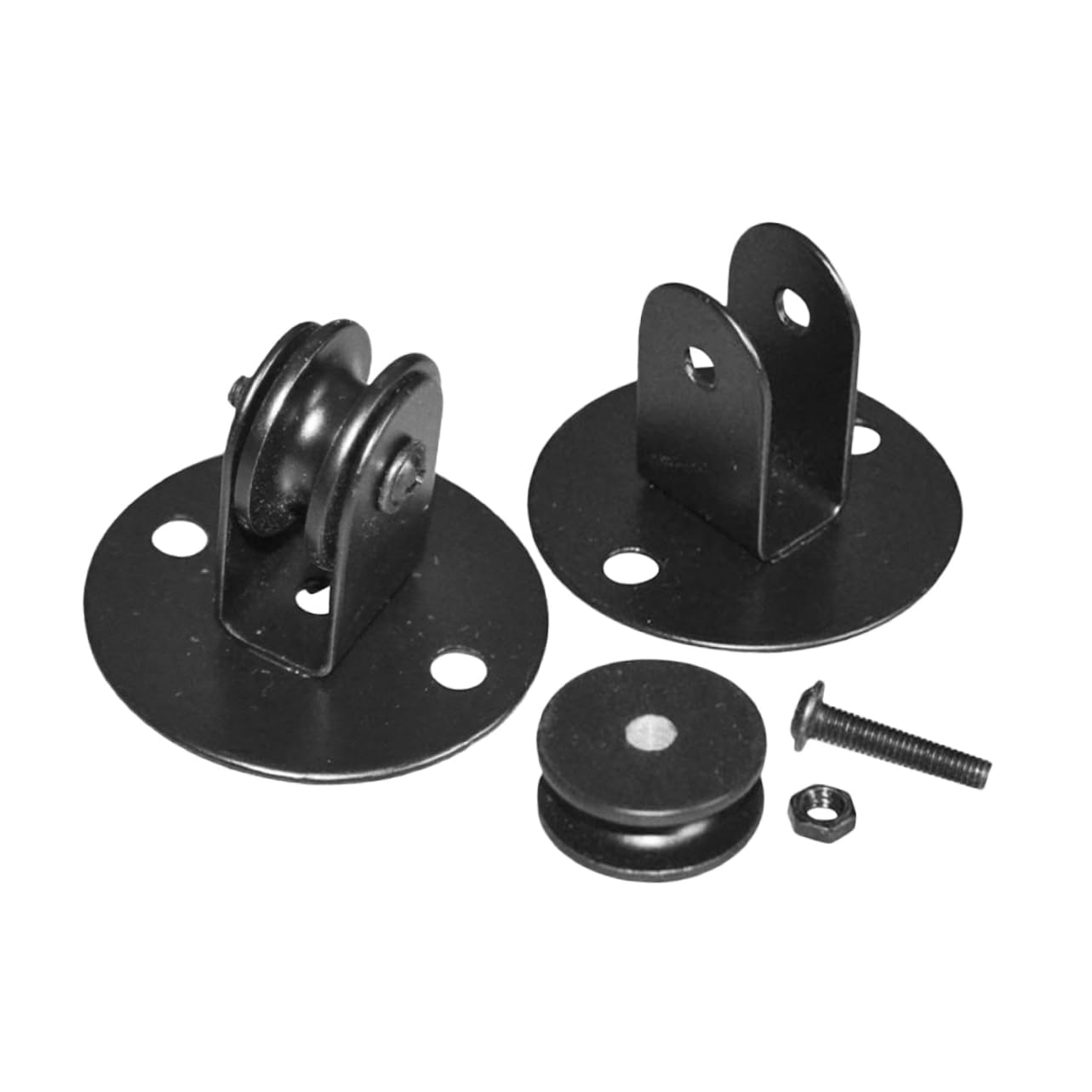 IWOWHERO Ceiling Mount Pulley Wheels with Easy Installation Iron Material 2pcs Black Colour for Hanging Lamp and Light Rope Suitable for Kitchen and Room Interior Decoration