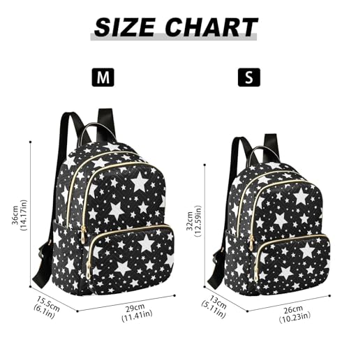 Image of Star Black White Mini Backpack Fashion Backpack Purse for Women,Handbag Shoulder Bag Casual Daypack, Ladies Gift for College Work (M)