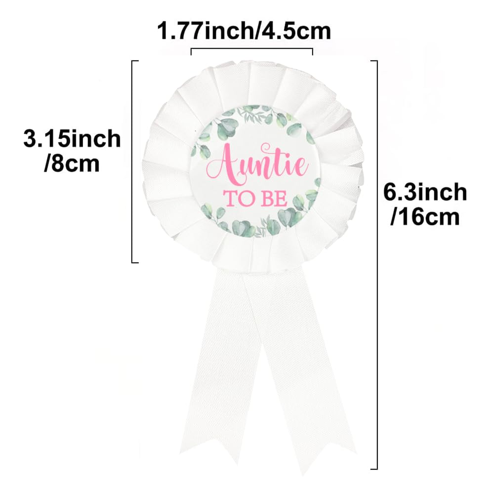 GDTO8820 Auntie To Be Tinplate Badge Pin, Uncle To Be Tinplate Badge Pin, Gender Reveal Baby Shower Pin, Green Leaves Aunt Satin Fabric Button, Uncle Satin Fabric Button Party Decoration - White 2pcs