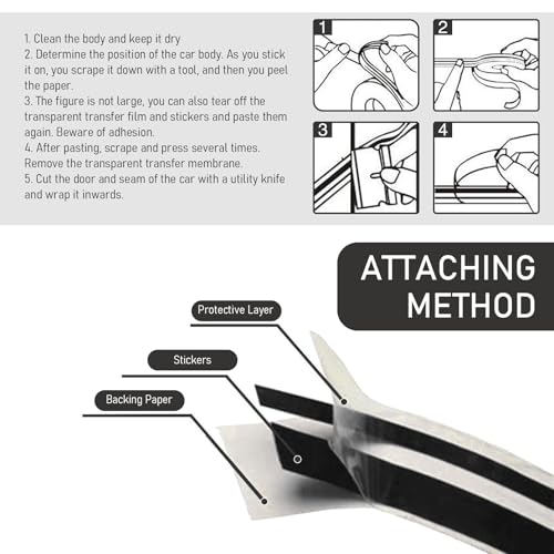 Image of 2 PCS Car Waistline Body Sticker, Waterproof Pinstripe Design, 32.1Ft x 0.4In Personalized Decoration, Free Cutting DIY, Universal Vehicle External Decals for Most Car (Black)