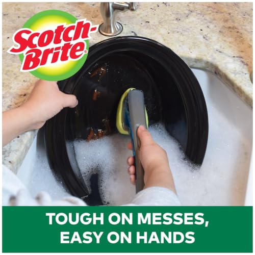 Image of Scotch-Brite Heavy Duty Advanced Soap Control Dishwand Kit, Includes 1 Wand & 5 Refill Pads, Control Soap With A Button, Keep Your Hands Out Of Dirty Water