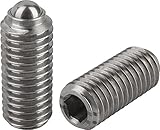 Kipp 03035-2A4 Stainless Steel Spring Plungers, Ball Style, Hexagon Socket, Heavy End Pressure, Inch, 3/8-16 Thread (Pack of 10)